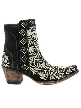 Old Gringo "Wink" Black Leather Embroidered Western Ankle Boots - Size 9